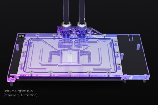 Alphacool Eisblock Aurora, Vannblokk + Bakplate, Akryl, Aluminium, Kobber (Cu), Gjennomsiktig, 3-Pin JST, 1/4", Grafikkort