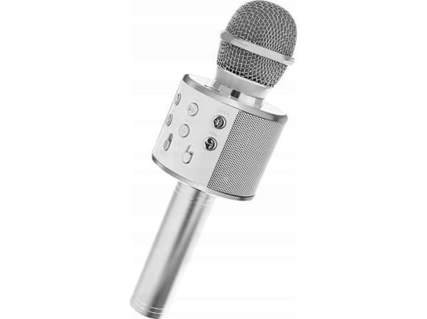Iso Trade Mikrofon Trådløs Karaoke Mikrofon Bluetooth Høyttaler Sølv