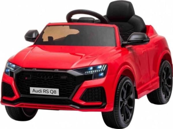 Audi RS Q8 batteribil röd + fjärrkontroll + långsam start + EVA + LED + MP3 USB