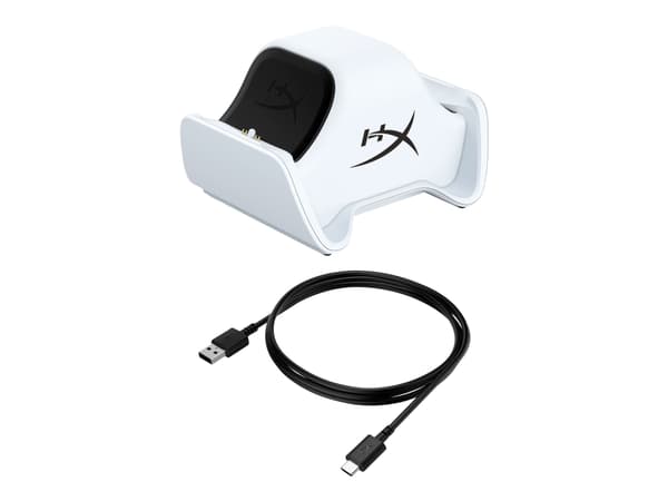 HyperX ChargePlay Duo - Laddningsstation - 2 utdatakontakter (anslutning för PS5-handkontroll) - vit - för OMEN 25L by HP; Pavilion 27; Pavilion Plus
