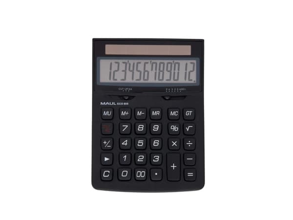 MAUL ECO 850, Ficka, Grundläggande, 12 siffror, Visa tippning, Solar, Svart Svart