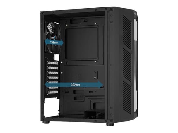 AeroCool Prime - Mid tower - ATX - genomskinlig sidopanel (härdat glas) - ingen strömförsörjning (ATX) - svart - USB/ljud Svart