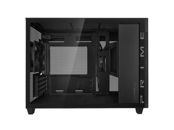 ASUS Prime AP201 - Lite tårn - micro ATX - sidepanel med vindu (herdet glass) - ingen strømforsyning - svart - USB/lyd