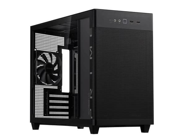 ASUS Prime AP201 - Lite tårn - micro ATX - sidepanel med vindu (herdet glass) - ingen strømforsyning - svart - USB/lyd