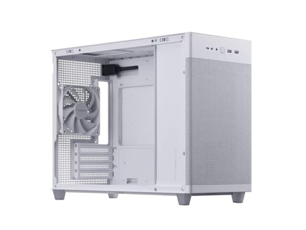 ASUS Prime AP201 - Lite tårn - micro ATX - sidepanel med vindu (herdet glass) - ingen strømforsyning - hvit - USB/lyd