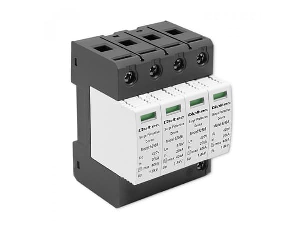 Qoltec - Överspänningsskydd (kan monteras på DIN-skena) - 4P, T2, C - AC 420 V