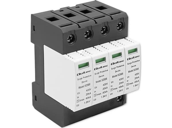 Qoltec - Överspänningsskydd (kan monteras på DIN-skena) - 4P, T2, C - AC 420 V