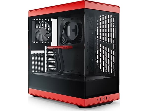 HYTE Y40 - Mid tower - ATX - genomskinlig sidopanel (härdat glas) - ingen strömförsörjning (ATX) - röd - USB/ljud