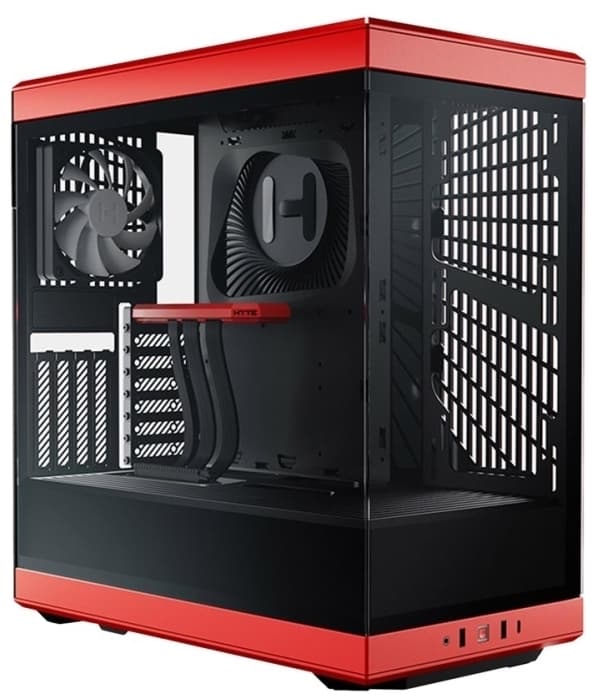 HYTE Y40 - Mid tower - ATX - genomskinlig sidopanel (härdat glas) - ingen strömförsörjning (ATX) - röd - USB/ljud Svart, Röd