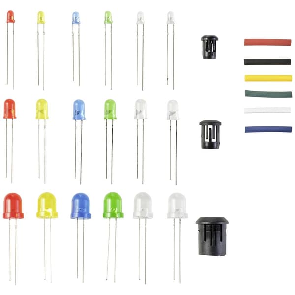 TRU COMPONENTS LED sortiment Röd, Blå, Grön, Gul, Kallvit, Varmvit Rund 3 mm, 5 mm, 8 mm 30 ° 7.5 mA, 8 mA 3 V, 15 V