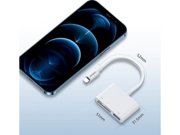 Lightning to USB OTG Adapter Joyroom S-H142 SD-kortinlukija, Micro SD (Valkoinen)