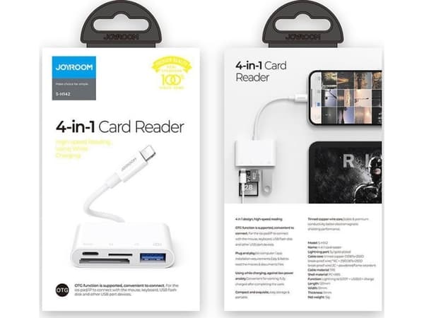 Lightning to USB OTG Adapter Joyroom S-H142 SD-kortinlukija, Micro SD (Valkoinen)
