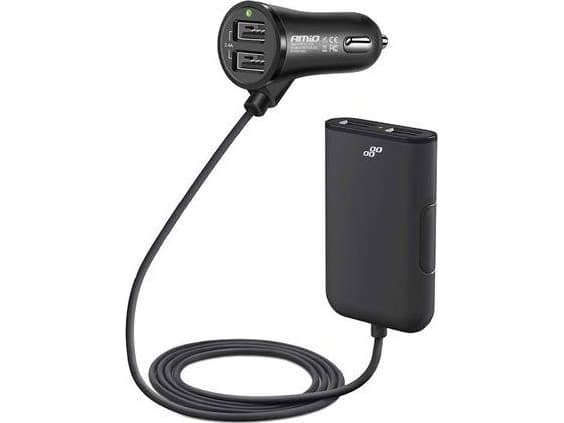 Amio Charger foran-bak med 4 usb skjøteledninger