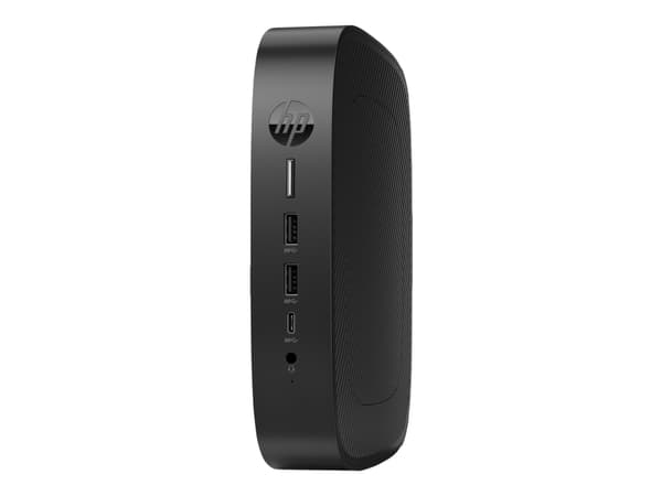HP Elite t655 - Tunn klient - SFF 1 x Ryzen Embedded R2314 / upp till 3.5 GHz - RAM 8 GB - flash 64 GB - eMMC - Radeon Graphics - Gigabit Ethernet - Svart
