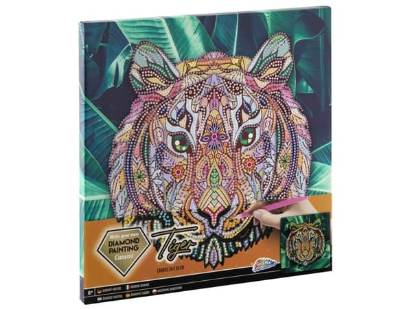 Diamond art på lærred - Tiger 30 x 30 cm