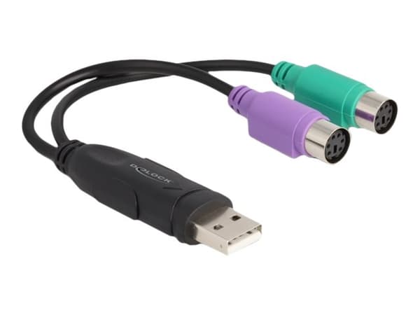 Delock - USB-adapter - USB (hane) till PS/2 (hona) - 17 cm - svart