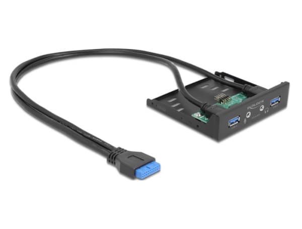DeLOCK 64150, Etupaneeli, Metalli, Musta, 2 x USB 3.2 Gen 1, 2 x HD-Audio, 1 kpl