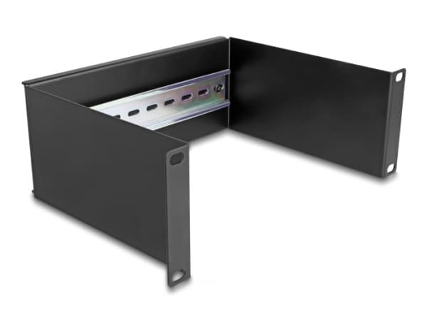 Delock - DIN-skena panel - monterbar på stativ - svart - 2U - 10"