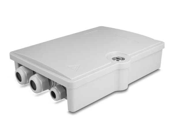 Delock - Fiberoptisk fordelingsboks - IP55, waterproof, lockable - veggmonterbar - innendørs, utendørs - grå - 6 porter