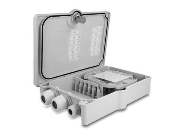 Delock - Fiberoptisk fordelingsboks - IP55, waterproof, lockable - veggmonterbar - innendørs, utendørs - grå - 6 porter