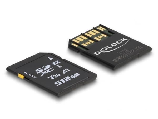 Delock - Flash-minneskort - 512 GB - Video Class V30 / UHS-I U3 - SD