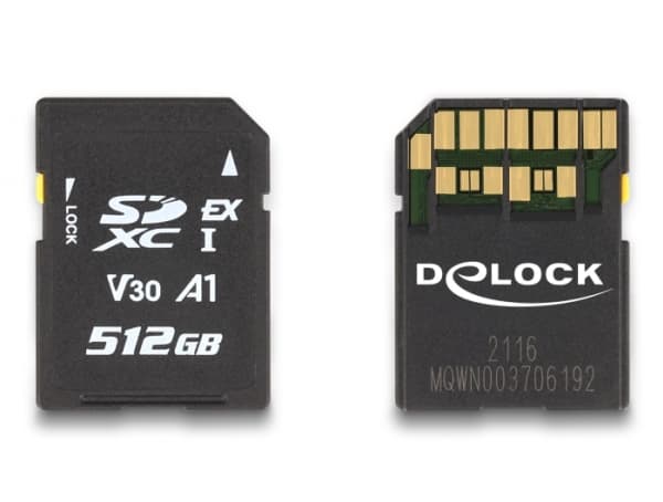 Delock - Flash-minneskort - 512 GB - Video Class V30 / UHS-I U3 - SD