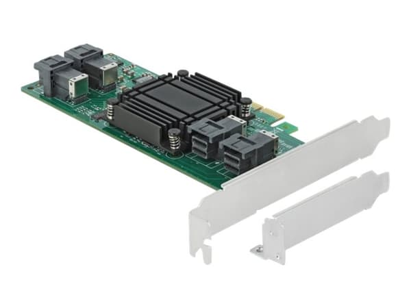 Delock PCI Express x8 -kortti 4 x sisäiseen SFF-8643 NVMe - Low Profile Form Factor - Lagringskontrol - U.2 NVMe - lavprofil - PCIe 3.0 x8 Vihreä