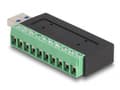 Miniatyrbild 2 av 4: Delock - USB-adapter - 10 stifts terminalblock till USB typ A (hane) - USB 3.2 Gen 1 - 5 V - 1 A - svart/grön