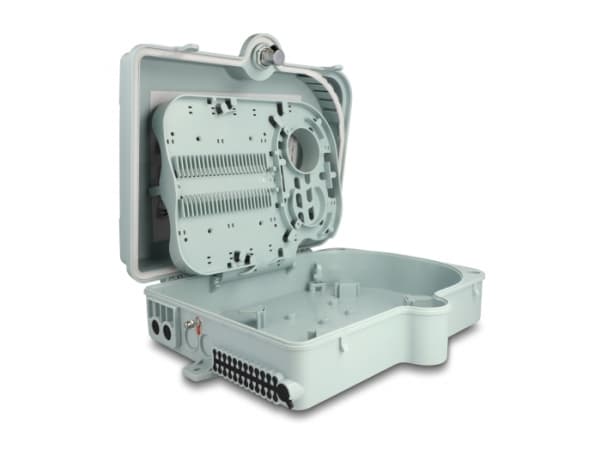 Delock - Fiberoptikdistribueringsbox - IP65, waterproof, lockable - väggmontering - inomhus, utomhus - grå - 24 portar
