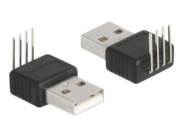 Delock - USB-adapter - USB (hane) rak till 4 stift vinklad - USB 2.0 - 5 V - 500 mA Svart