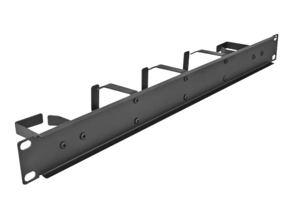 Delock - Panel for kabelhåndtering - med 5 metallkroker (2 x horisontal, 3 x vertikal) - skapmonterbar - svart - 1U - 19"