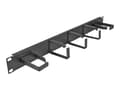 Miniatyrbilde 1 av 5: Delock - Panel for kabelhåndtering - med 5 metallkroker (2 x horisontal, 3 x vertikal) - skapmonterbar - svart - 1U - 19"