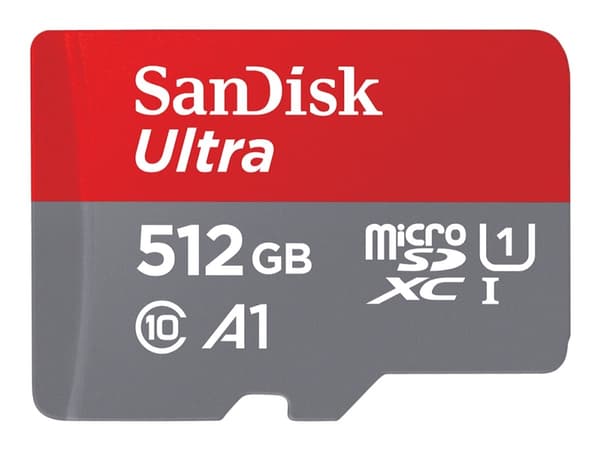 SanDisk Ultra - Flash-minneskort (microSDXC till SD-adapter inkluderad) - 512 GB - A1 / UHS Class 1 / Class10 - mikroSDXC UHS-I