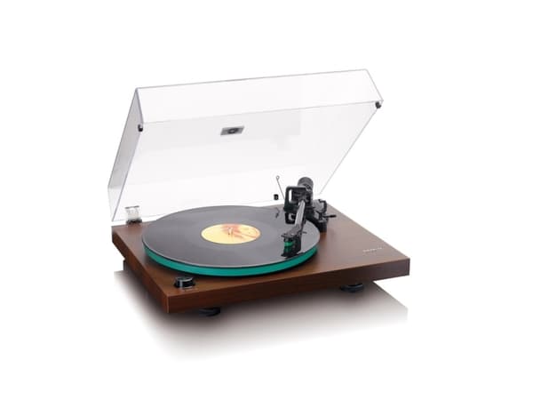 Lenco LBT-225WA, Hihnakäyttöinen levysoitin, Ohje, Ruskea, Alumiini, Puu, Lasi, 33,45 RPM