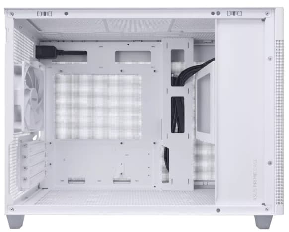 ASUS Prime AP201 - Lite tårn - micro ATX - sidepanel med vindu (herdet glass) - ingen strømforsyning - hvit - USB/lyd