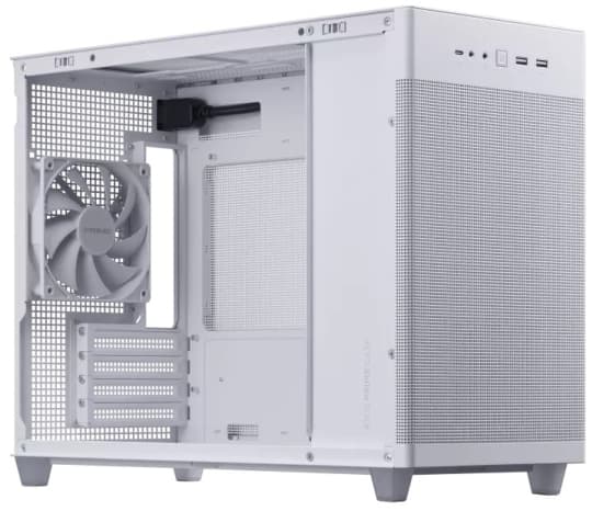 ASUS Prime AP201 - Lite tårn - micro ATX - sidepanel med vindu (herdet glass) - ingen strømforsyning - hvit - USB/lyd