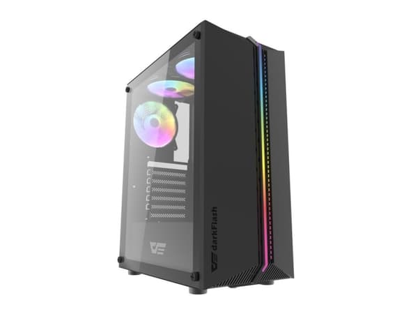 darkFlash DK151, Midi Tower, PC, Svart, ATX, ITX, micro ATX, ABS, Härdat glas, 16 cm Svart