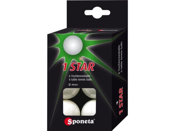 Sponeta Bordtennisballer 1 Stjerne 6 stk.