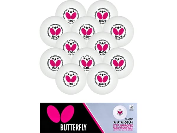 Butterfly BUTTERFLY Bordtennisballer *** Hvit - 12 stk.