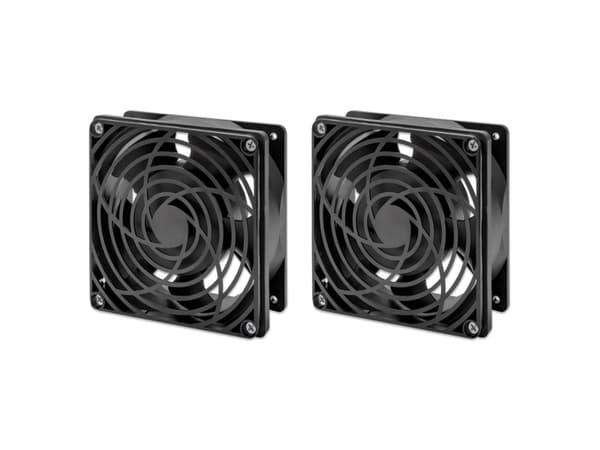 Intellinet 716154, Avkjølingsvifte, Sort, 2 vifter, 12 cm, 85 m³/t, 1,8 m