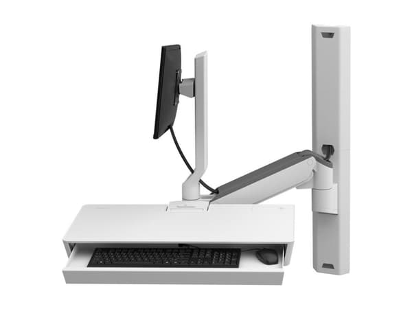 Ergotron CareFit Combo System with Worksurface - Monteringssats (vridbar arm, utdragbart tangentbordsfack med inbyggd arbetsyta, fästbas för vägg, ad