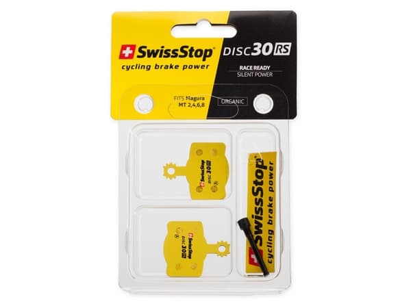 SWISSSTOP Skivebremsekloss Disc 30 RS Magura MT 2, MT 4, MT 6, MT 8, Campagnolo Road Disc Organic pad Stålplate 1 sett (2 klosser)
