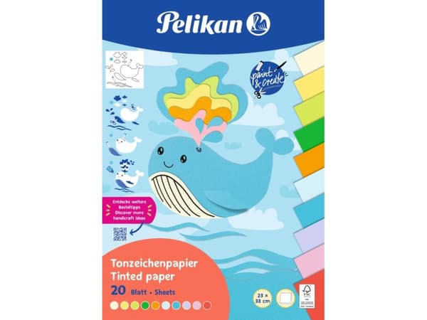 Pelikan konstruksjonspapirblokk TZPB, 20 ark, 23x33cm, summer