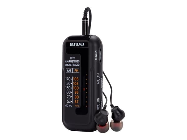 Aiwa R-22BK, Henkilökohtainen, Analoginen, AM, FM, Analoginen, 3,5 mm, Musta