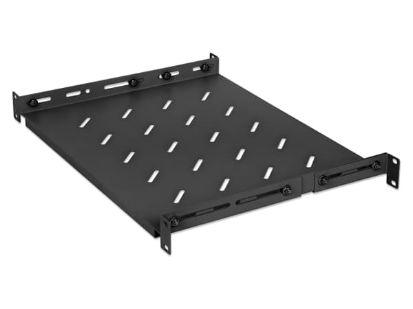Intellinet 714082, Hylla till rackskåp, Svart, Stål, 20 kg, 1U, 48,3 cm (19")