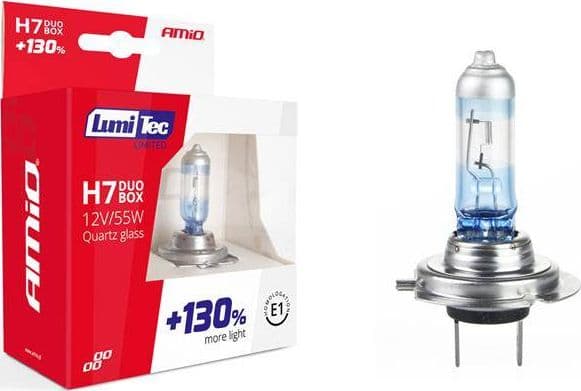 AMiO halogenpærer H7 12V 55W LumiTec LIMITED +130% DUO BOX