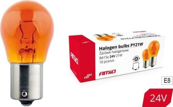 AMiO Halogeenilamput PY21W BA15s 24V 21W AMBER 10 kpl (E8)