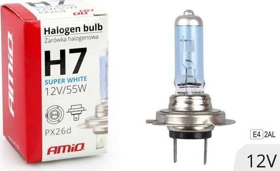 AMiO Halogenpære H7 12V 55W UV-filter (E4) Super White