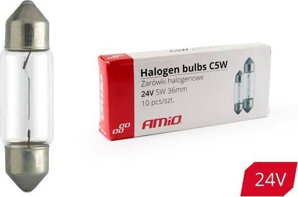 AMiO Halogenpærer C5W Festoon 36mm 24V 10stk.