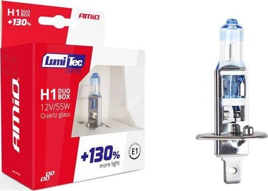 AMiO halogenpærer H1 12V 55W LumiTec LIMITED +130% DUO BOX